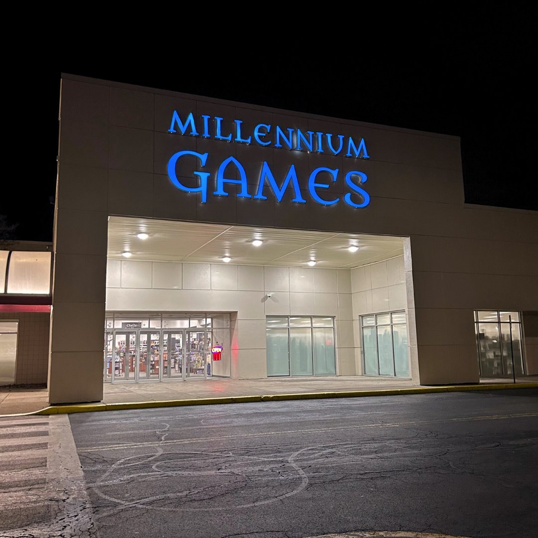 Talk about a glow-up.  💁‍♀️

So ends the sign saga, here at the Largest Game Store in the Country™️ ...for now. What do we think?

#millenniumgames #playsomethingnew #largestgamestoreinthecountry #lgs #localgamestore #rochesterny #rochester #roc #upstateny