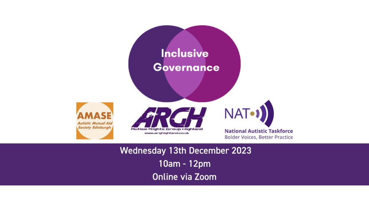 Join us on 13th December, as we host an online webinar reflecting on Scottish Autism's Inclusive Governance journey, focusing on the meaningful participation in decision-making at all levels.
Find out more about our Inclusive Governance journey &amp; register: scottishautism.org/events/online-…