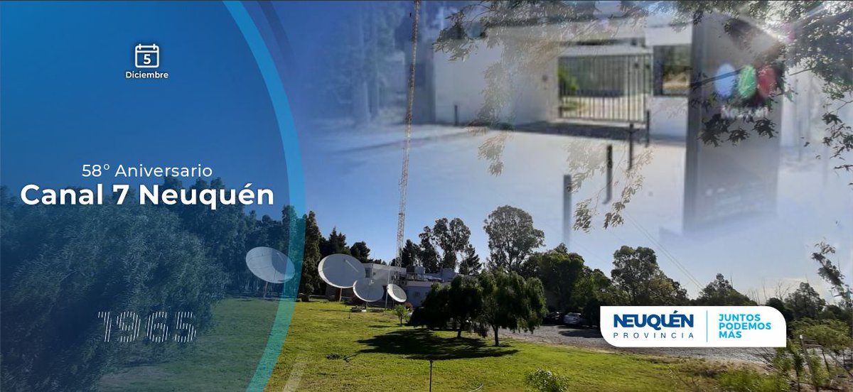 OmarGutierrezOk's tweet image. El primer canal de televisión abierta del Comahue cumple 58 años siendo una herramienta fundamental de comunicación, difusión y reflejo de la historia de la provincia de Neuquén y el alto valle de Río Negro.
¡Felicidades @c7neuquen!
#JuntosPodemosMás