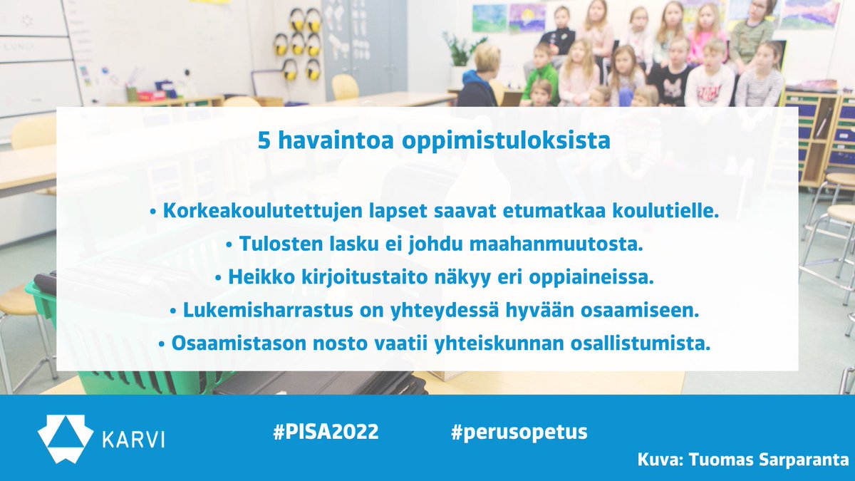 fineec1's tweet photo. Karvin arviointien mukaan yksilöiden osaamiserot ovat suuria. Kirjoitustaidon ja motivaation puute näkyy eri oppiaineissa. Oppilaat tuovat luokkiin mukanaan ongelmia, joita koulu ei voi yksin ratkaista. 
https://t.co/mbC2hrOHik
#PISA2022 #peruskoulu https://t.co/KzlcckJeXk