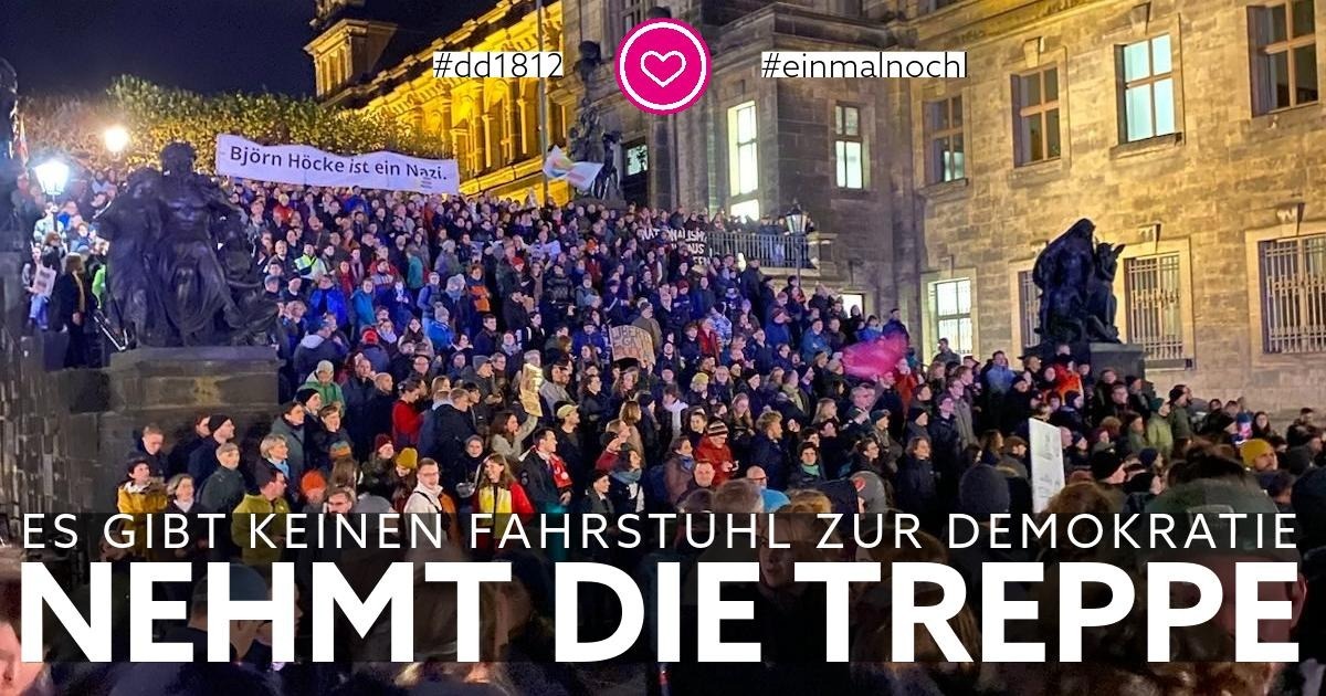 Am #dd1812 gilt es ein weiteres Mal unsere Demokratie zu verteidigen. Die Stadt und ihre Versammlungsbehörde machen einmal mehr Platz für Pegida, Querdenken, Freie Sachsen und Co. Der Schlossplatz und die Augustusbrücke sind ihnen diesmal vorbehalten. (1/4)