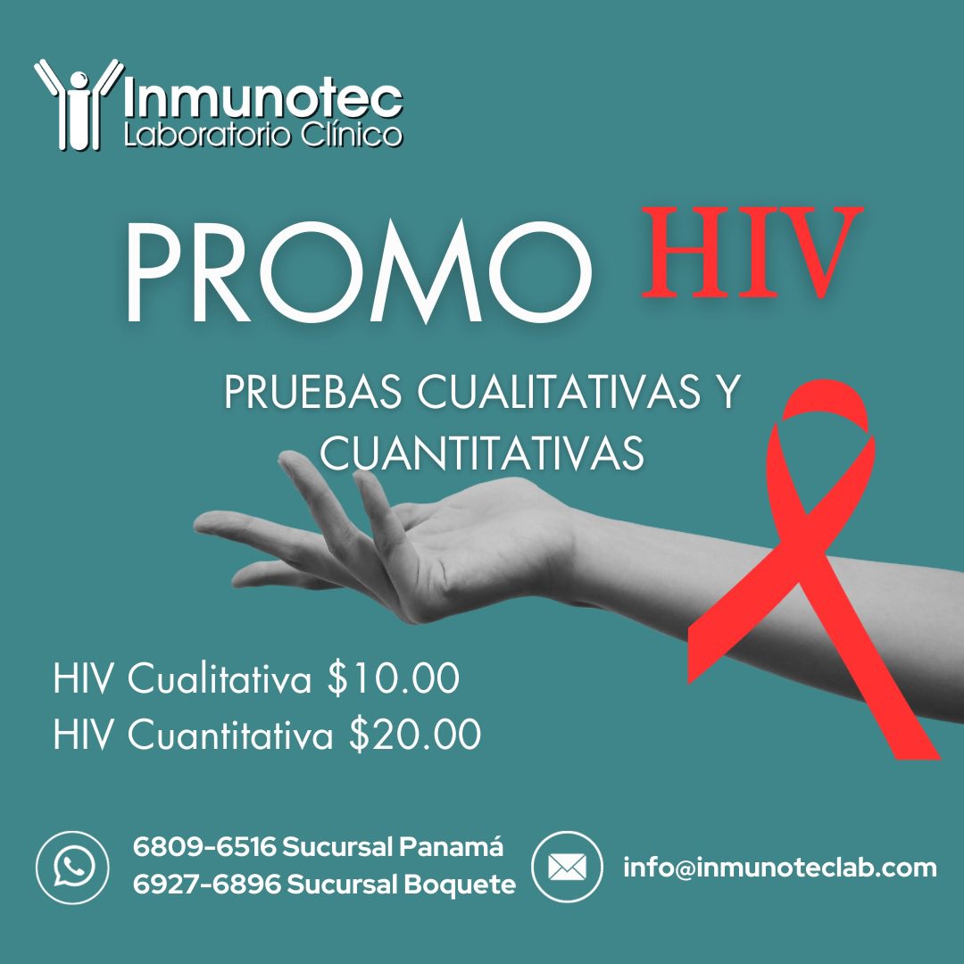 INMUNOTEC2's tweet photo. Promo en pruebas HIV #laboratory #inmunotec #salud #panama #aids #sida https://t.co/q5ChQ1LKj8