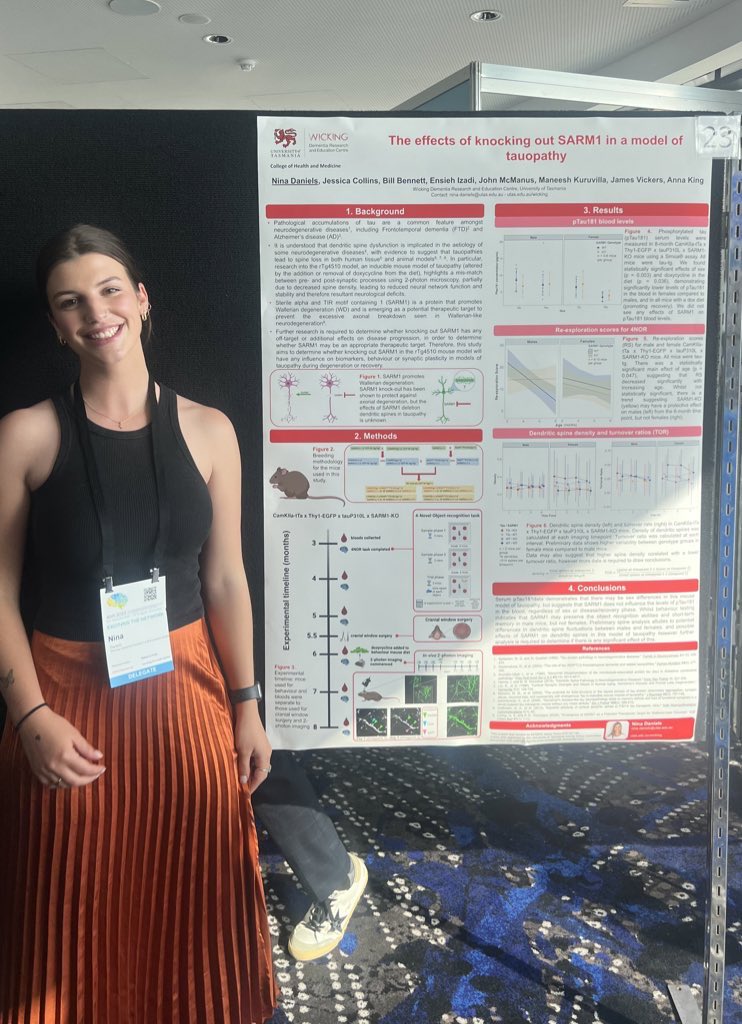 Nina Daniels (@ninaholly_) on Twitter photo Presented my poster on the effects of knocking out #SARM1 in a mouse model of #tauopathy today at <a href="/AusNeuroSoc/">Australasian Neuroscience Society (ANS)</a>! <a href="/UTAS_/">University of Tasmania</a> <a href="/WickingDementia/">WickingDementiaCentre</a> Presented my poster on the effects of knocking out #SARM1 in a mouse model of #tauopathy today at <a href="/AusNeuroSoc/">Australasian Neuroscience Society (ANS)</a>! <a href="/UTAS_/">University of Tasmania</a> <a href="/WickingDementia/">WickingDementiaCentre</a>