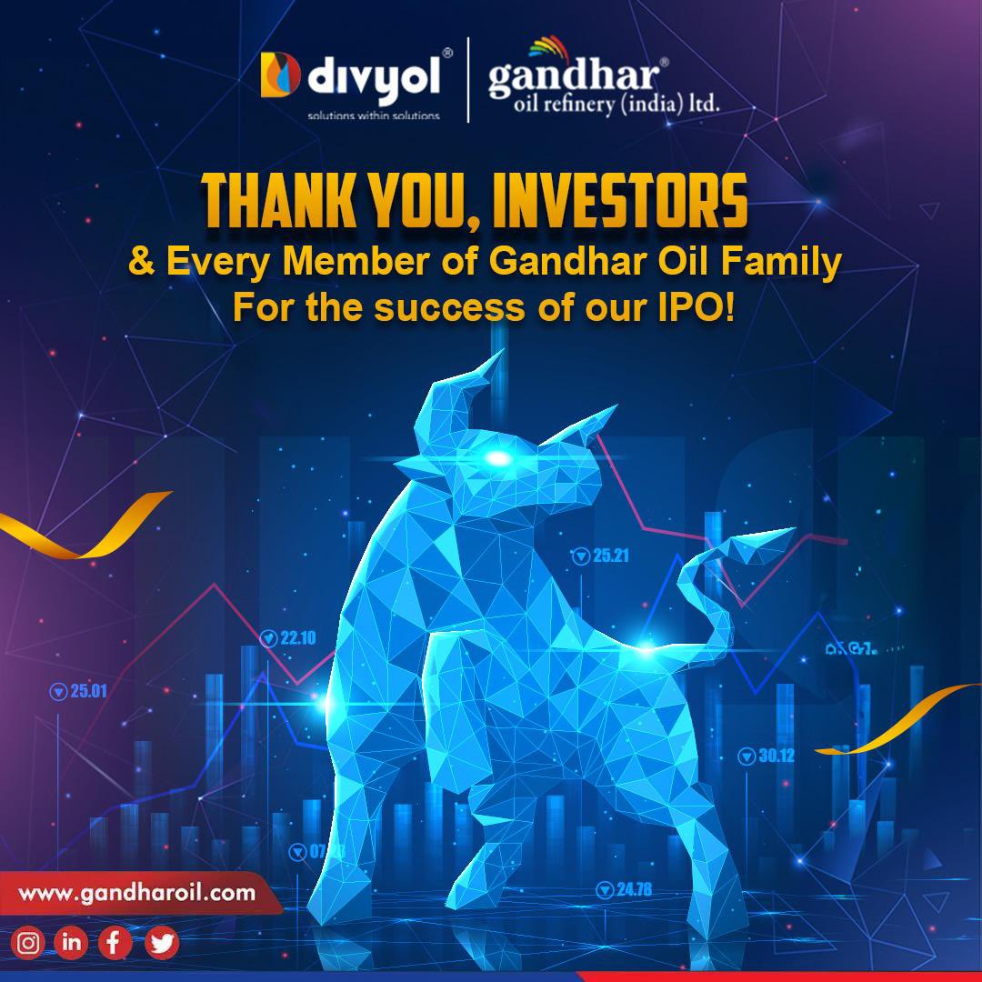 Divyol's tweet image. Your Trust, Our Commitment. 🌟 Heartfelt thanks for placing your confidence in us. And this is just the beginning. Committed to excellence and growth. Together, let's build the future. 
.
.
.
#GandharIPO #GrowthTogether #IPOlaunch #NSEListing #BSEListing #GandharMilestone