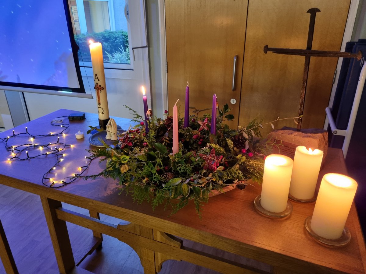 WillowsCE's tweet photo. In yesterday's collective worship, Mrs Herrero lit the first candle on this year's advent wreath https://t.co/kXAy3lDpKs