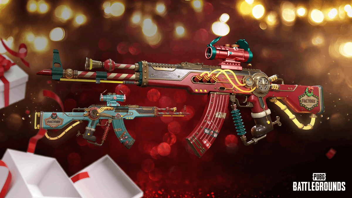 TheHappyWhale_'s tweet photo. 🎄 PUBG's FIRST AKM PROGRESSIVE SKIN: Santa's Helper is coming out TOMORROW

♦️ It will also come with a chroma (recolor) version https://t.co/hSCTOLcvMS