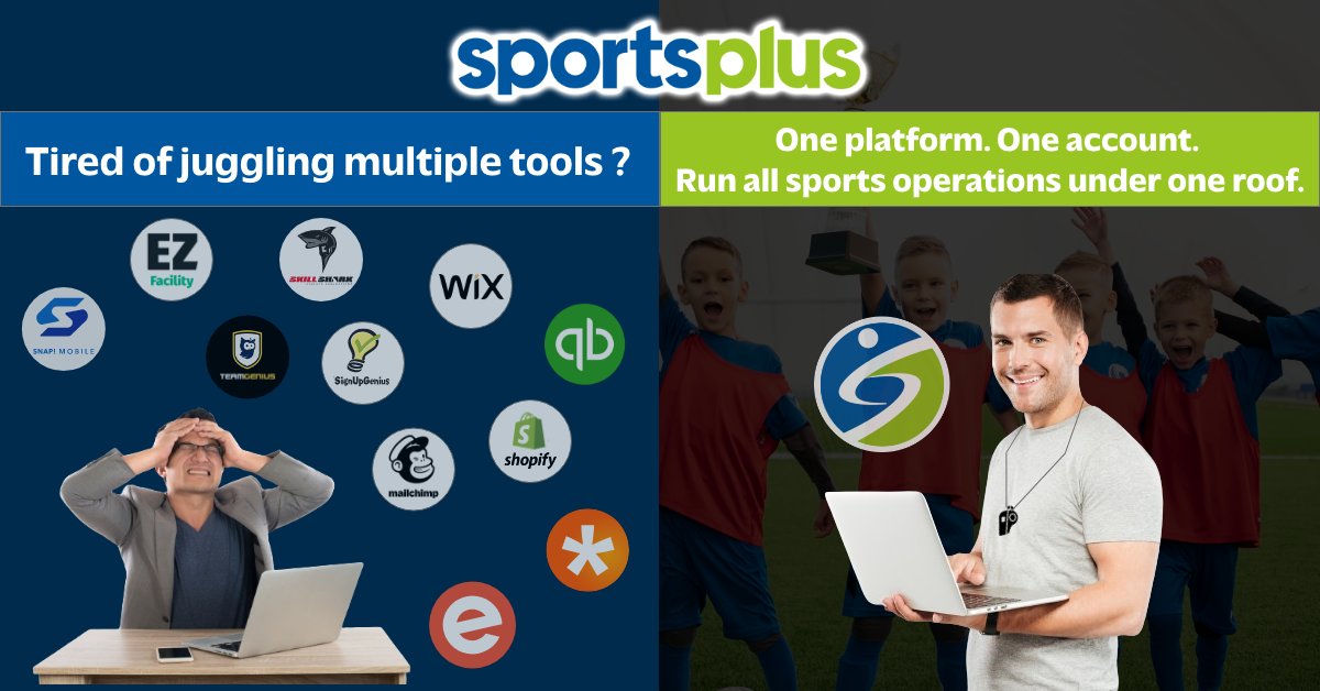 sportsplusa's tweet photo. Say Goodbye to the chaos of juggling multiple tools for sports management! 
🚀 Unlock the potential of SportsPlus, where everything you need to streamline and elevate your sports organization is integrated under one powerful platform. ⚽🎾

#Sports #sportstech #SportsPlus https://t.co/eelJjnUY4T