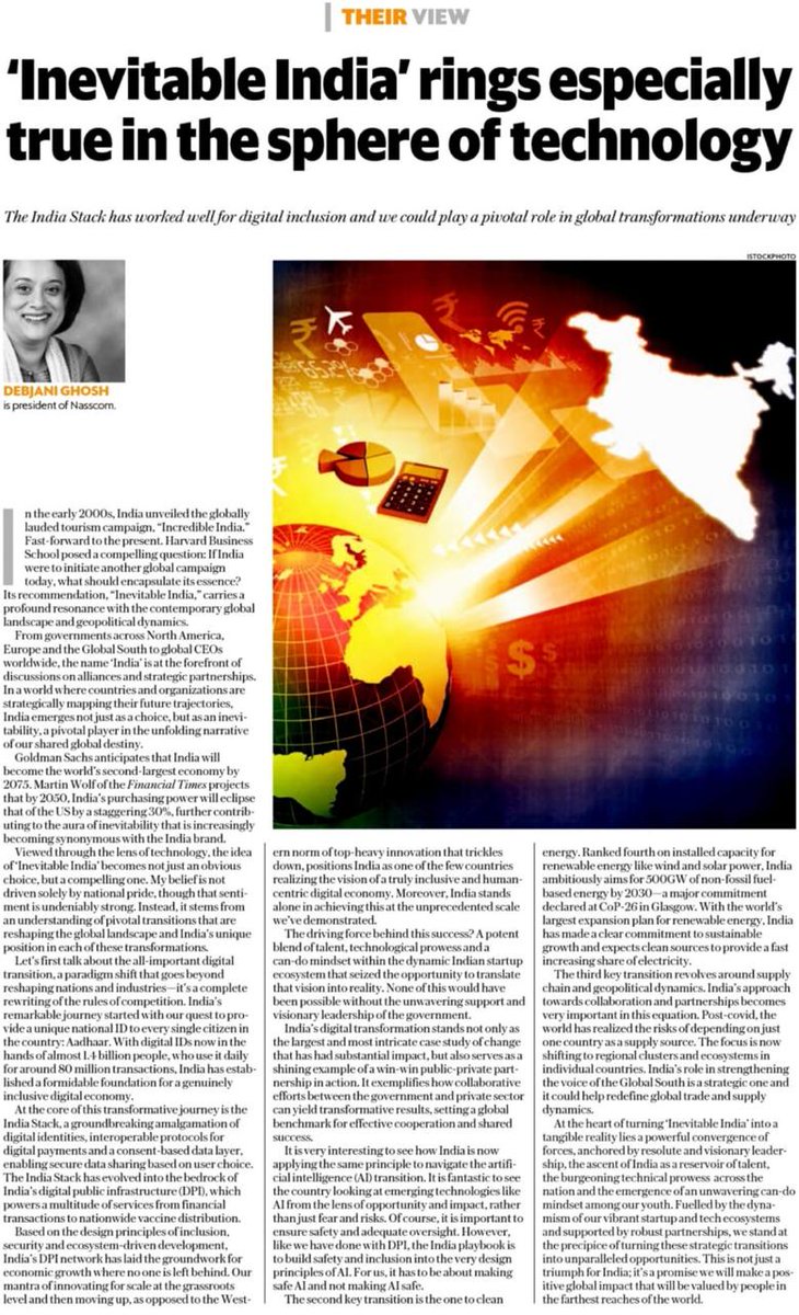 .@narendramodi
'This article by @debjani_ghosh_  succinctly captures how India is being viewed across the world  today. 

Together with our efforts and innovation, we will turn #InevitableIndia into a reality!'

@debjani_ghosh_ 

In my recent visits to US n Europe, it was nothing…