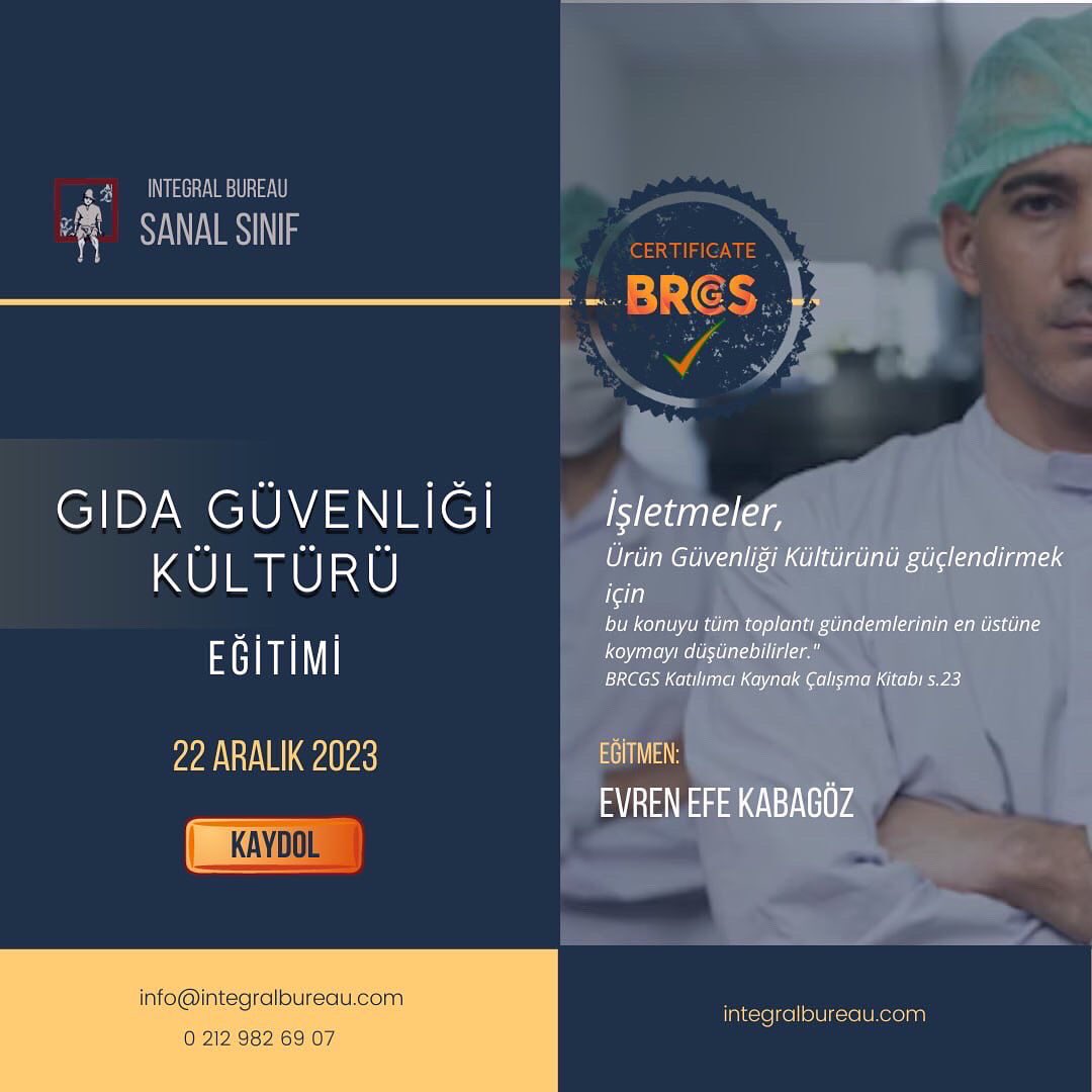 #brcgs #brcgs_standards #foodsafety #integralbureau #brcgsdenetimi #urunguvenligi  #kalitesistem  #qualitysystems #integralbureau  #qualitymanagement #hara #haccp  #gidaguvenligikulturu #foodsafetyculture #brcegitimleri #brcgsegitimleri #gıdagüveliğikültürü #ürüngüvenliğikültürü