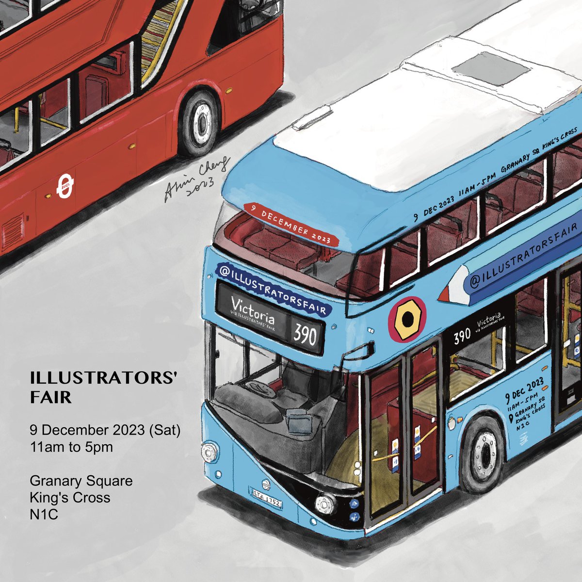 Feel free to find me @IllustratorsFa1 this Saturday (9 December 2023: 11am to 5pm — Granary Square, King's Cross N1C)

#illustratorsfair #illustratorsfair23 #kingscrossn1c #festivalofflyer