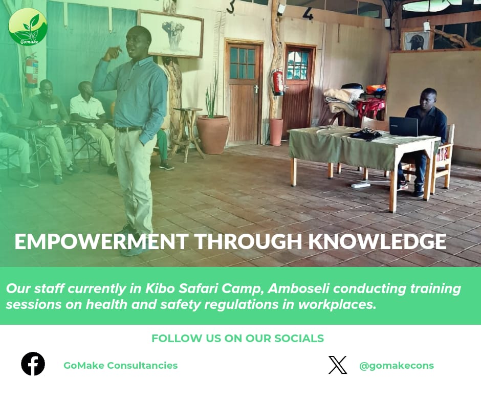 GoMakecons's tweet photo. Day 1 of health and safety training At Kibo Safari Camp Amboseli https://t.co/grqkPx1SNr