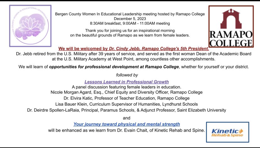 Excited to greet this day with <a href="/bcwiel/">Bergen County Women In Educational Leadership</a> and <a href="/RamapoCollegeNJ/">Ramapo College</a> <a href="/AdamDFried/">Dr. Adam D. Fried</a>