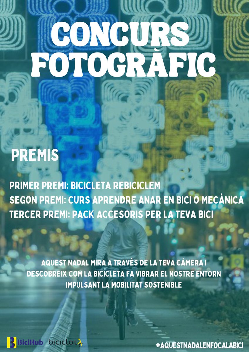 Aquest Nadal Enfoca la Bici! 🎄📸 🚲
Participa en el nostre concurs fotogràfic ✍️📷
Més informació:
biciclot.coop/aquest-nadal-e…