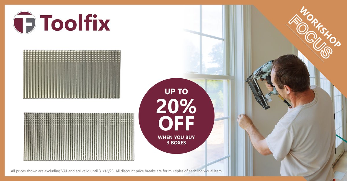 Perfect for use with beading, mouldings, decorative trim and cabinets, brad nails provide a fast and secure method of joining smaller pieces of timber.
⠀
Buy them here bit.ly/429lmPg 
Part of the Workshop Focus core range bit.ly/3Scn4NL