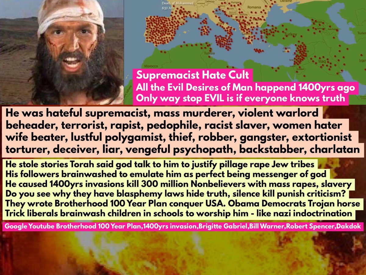 @harrywe26805243 @Bushra1Shaikh @ImranKhanPTI @GBNEWS @PTIofficial Trump is right you have to name evil to know how to win. Supremacist hate cult shows purpose follow teachings of criminal warlord to conquer.Calling it ideology is vague meaningless.Everyone knows what supremacist is like Nazis. 1400 years Muslim invasions is proof.See pin thread