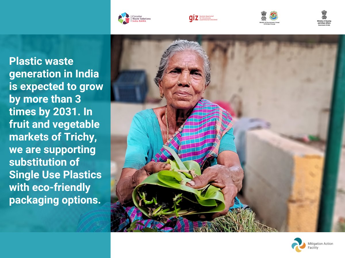 To reduce use of non-biodegradable materials by shopkeepers & customers in markets, we are carrying out campaigns in partnership with @TrichyCorp to motivate use of #organic substitutes. The campaigns have helped reduce use of SUPs in 3 markets of #Trichy by 75% to 90%. #COP28