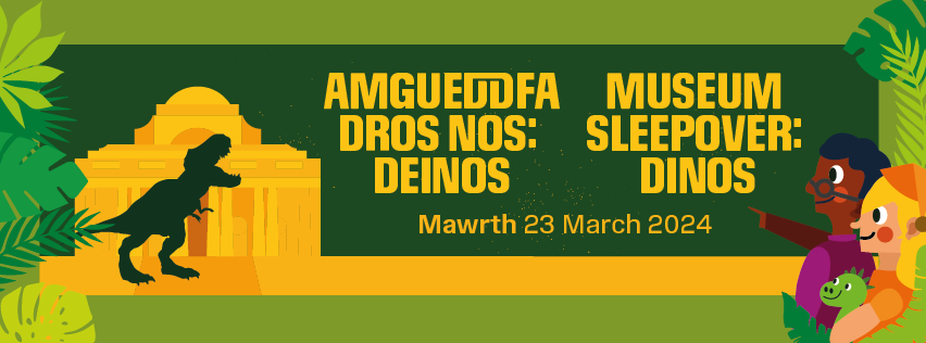 Newyddion cyffroes!🦖 Bydd tocynnau ‘Amgueddfa Dros Nos: Deinos’ ar werth am 10:30am YFORY Dydd Mercher 6 Rhagfyr! 🚀✨ Rydym ni’n disgwyl i'r digwyddiad gwerthu allan yn gyflym! 🏃‍♂️💨 Cofrestrwch am ebost i gael eich atgoffa: fy.amgueddfa.cymru/account/create/