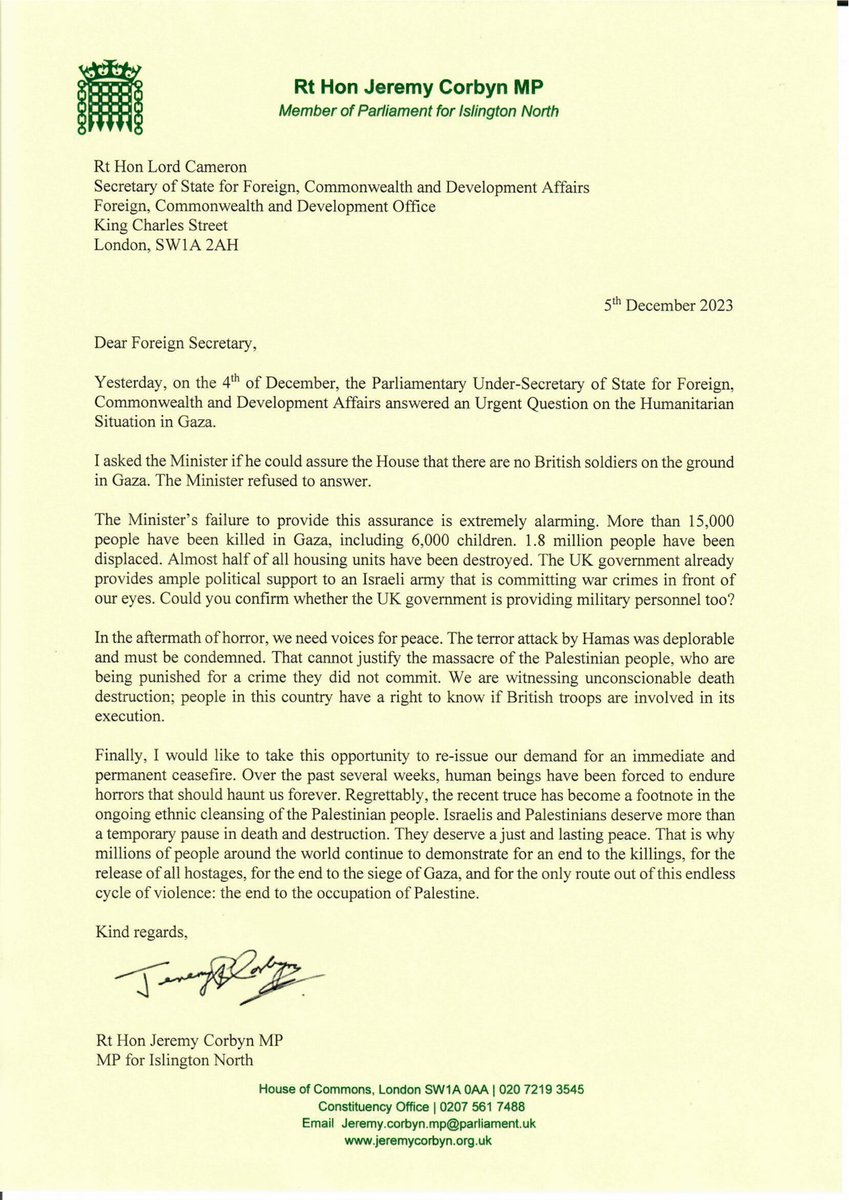 Yesterday, I asked a Foreign Office minister if British soldiers were being deployed on the ground in Gaza. He refused to answer.

Today, I have written to the Foreign Secretary demanding urgent clarification.