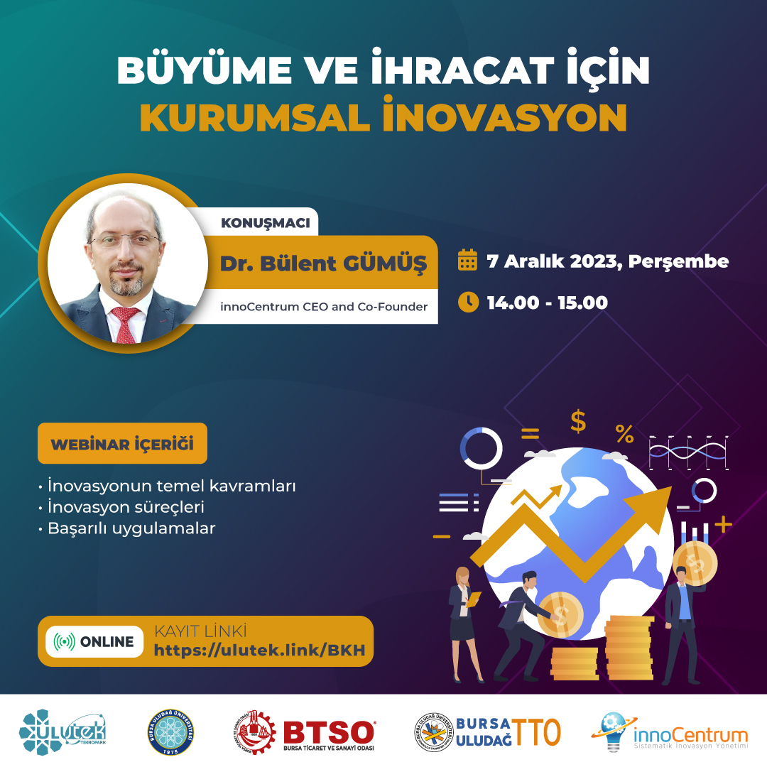 ✨'Büyüme ve İhracat için Kurumsal İnovasyon'

🗓️7 Aralık 2023, Perşembe 
⏰14.00
👨‍💻Dr. Bülent GÜMÜŞ - @innocentrum CEO and Co-Founder

🔵Çevrimiçi Etkinlik
Kayıt Olun 👉 ulutek.link/BKH

#BüyümeVeİhracat 🚀 #Kurumsalİnovasyon 🏢 #İnovasyonStratejisi 🌐…