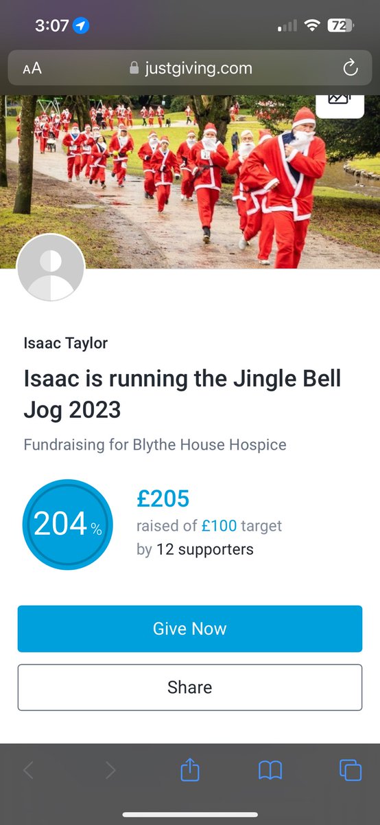 IsaacERAC's tweet photo. To get in the Christmas spirit I’m running for Blythe hospice on the 10th December dressed as a Santa! It would be incredible if anyone could donate to this amazing cause!!🎄 https://t.co/kjWAAF1vn7 @BlytheHouseHosp https://t.co/HapAPSW9al