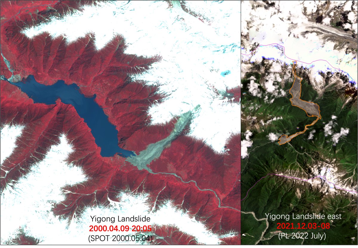 Qiao_GGS's tweet photo. Captured the picture on China Air from Chengdu to Tibet Linzhi on 28 November. This gaint landslide happend two years before is closed and comparable to the famous Yigong 2000 Landslide. https://t.co/qfYk6t5nwb