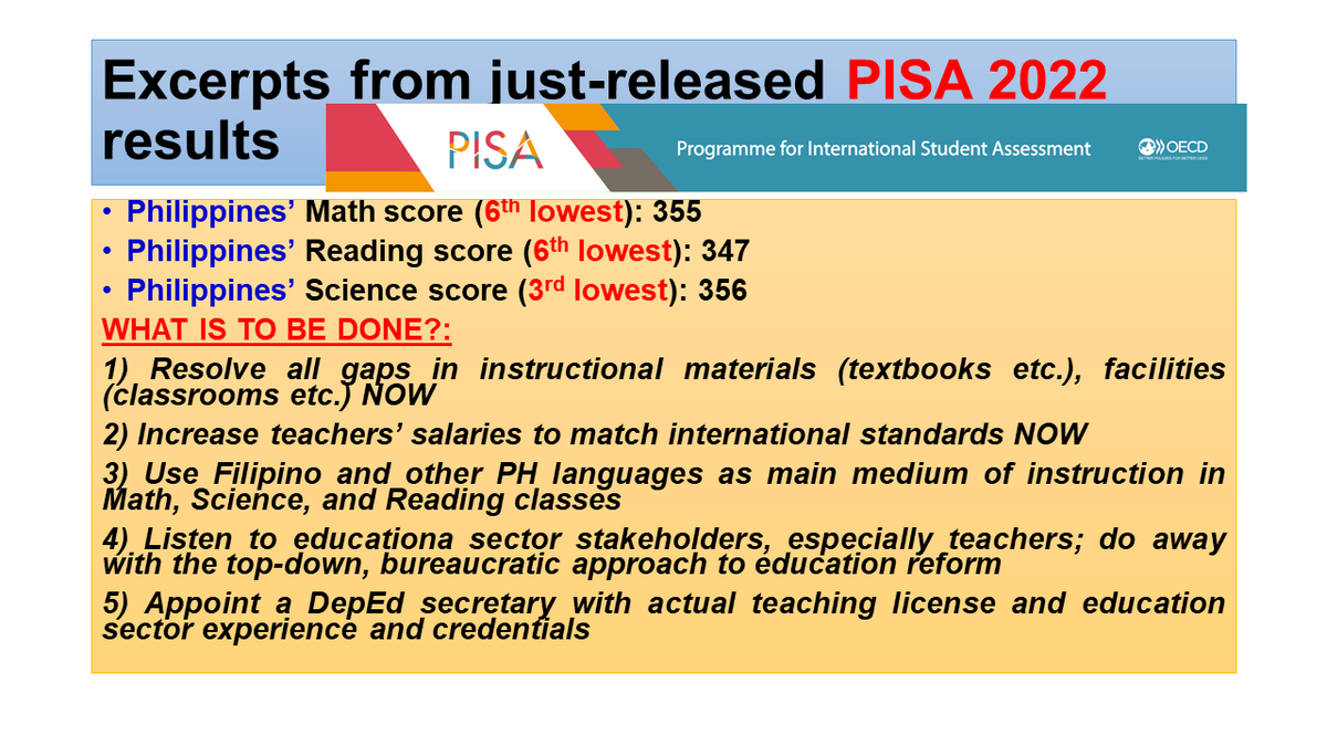 mainit-init pa. from facebook.com/pedcomph #PISA2022 #PISAk #Kulelat #EducationCrisis