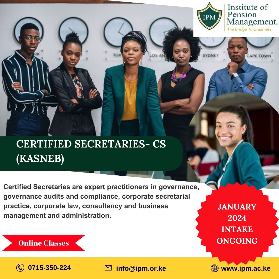 IPMKenya's tweet photo. Elevate your career as a Certified Secretary! Unlock new opportunities and advance your professional journey. Register now to embark on a path of excellence in corporate governance and secretarial practice.
#CertifiedSecretaries #KASNEB #ProfessionalDevelopment #January2024Intake https://t.co/5DETfbPaqW