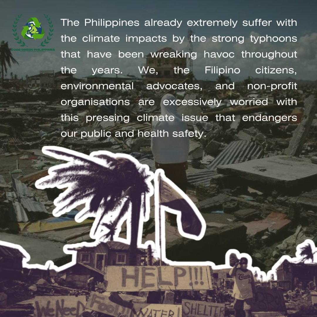 codegreenph's tweet photo. PAY UP FOR LOSS AND DAMAGE!
CLIMATE JUSTICE NOW!!

To be is to do. - Immanuel Kant 

The things we do in this world determine our existence far more significantly than just the fact that we exist.

We are on the verge of our ruination. Are we gonna let these companies kill us? https://t.co/B6IW89co6F