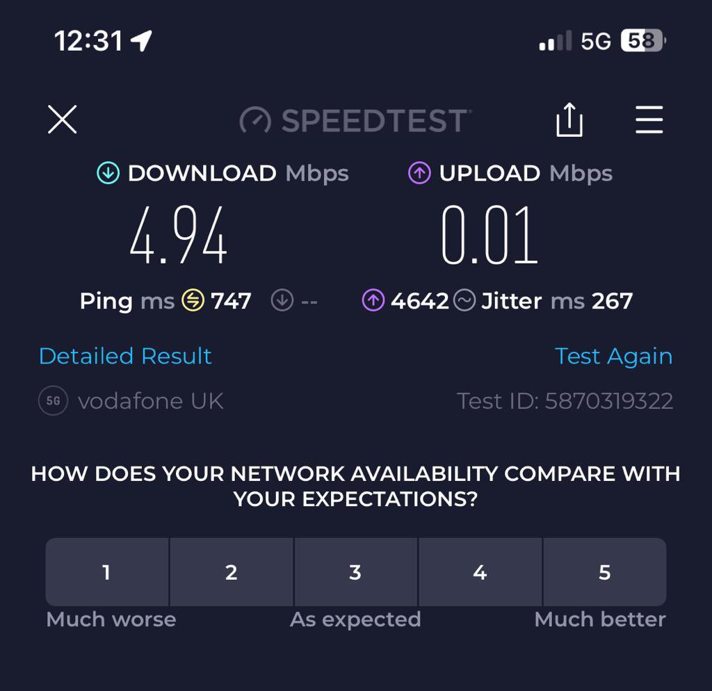 TweetsMick's tweet photo. @VodafoneUK please sort out your 5G signal for SW19 8NN https://t.co/LE3Zr0gTkg
