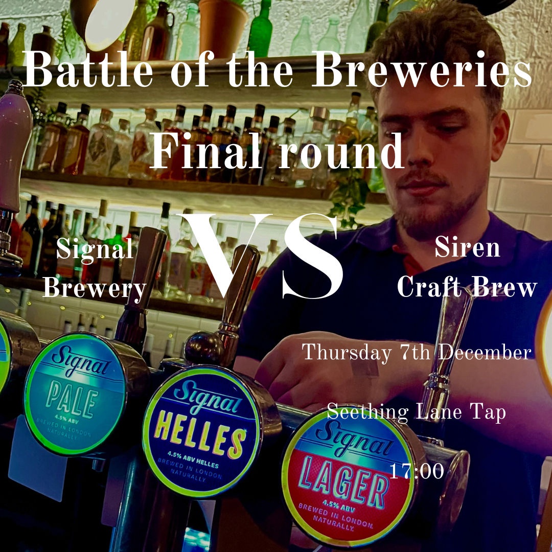 Signal Brewery & Taproom (@signalbeerco) on Twitter photo The Final round is finally upon us. This Thursday Seething Lane Tap will hold the battle of the ages between Signal Brewery and <a href="/sirencraftbrew/">Siren Craft Brew</a> 💪🥊.
Hope to see you all there.
.
.
.
#battle #breweries #final The Final round is finally upon us. This Thursday Seething Lane Tap will hold the battle of the ages between Signal Brewery and <a href="/sirencraftbrew/">Siren Craft Brew</a> 💪🥊.
Hope to see you all there.
.
.
.
#battle #breweries #final
