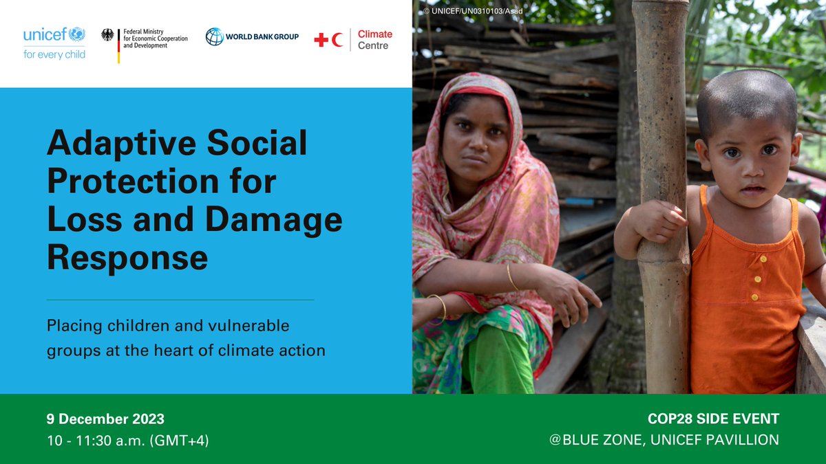 Adaptive and child-sensitive social protection must be central to climate response. This way, we can shield vulnerable groups from the worst impacts of climate-related loss and damage. Join us at #COP28: uni.cf/3RpVa02