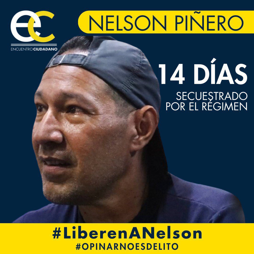 YvanPiquel's tweet photo. Nelson Piñero, activista de #EncuentroCiudadano, lleva 14 días secuestrado por el régimen solo por emitir sus opiniones en redes sociales.

#OpinarNoEsDelito y por eso exigimos su liberación inmediata.

#LiberenANelson https://t.co/2PGdADcatU