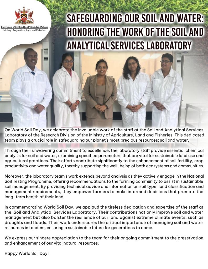 maftt_'s tweet photo. Safeguarding our Soil and Water: Honoring the Work of MALF's Soil and Analytical Services Laboratory
Happy World Soil Day!
#MALF | #ResearchDivision | #WorldSoilDay | #SoilConservation | #SoilManagement | #SoilAction | #WaterAction https://t.co/gGPCgdBCFx