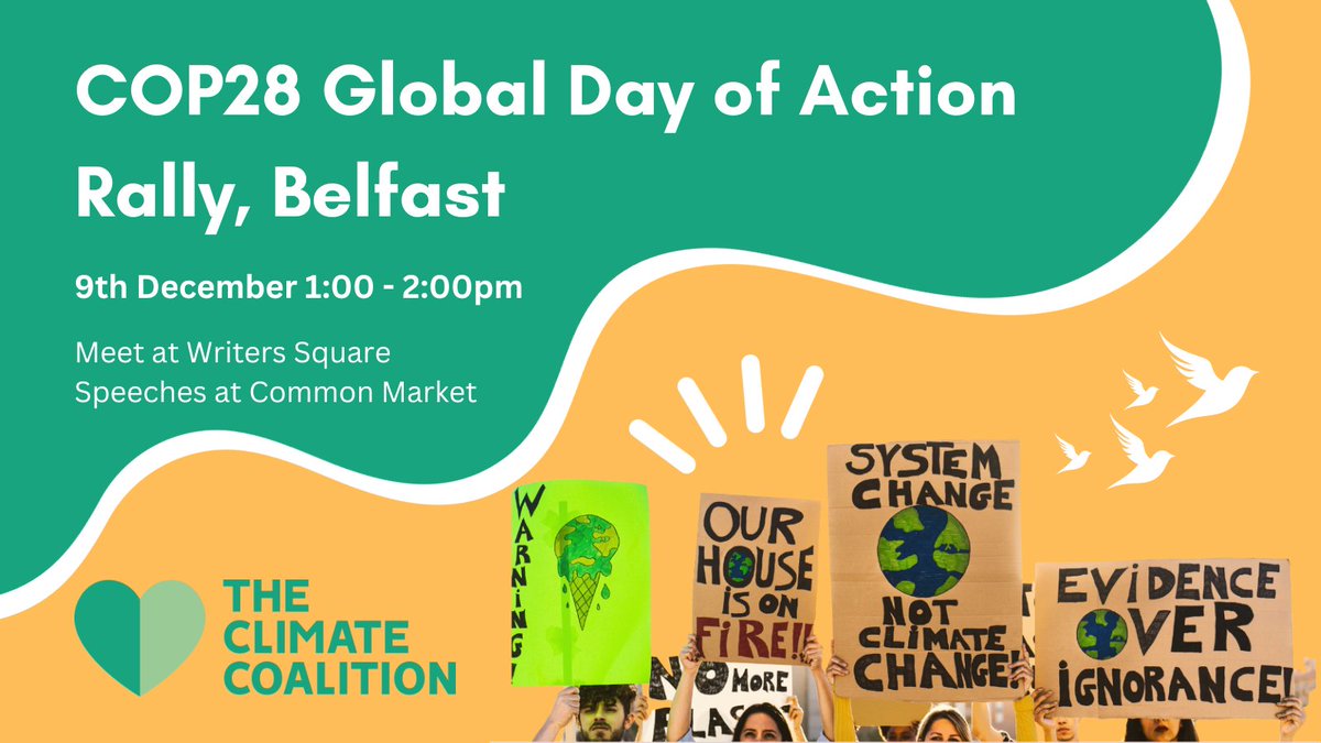 NI Environment Link (@environmentni) on Twitter photo As world leaders gather for the UN’s climate negotiations at #COP28, <a href="/ClimateActionNI/">Climate Coalition Northern Ireland</a> are coming together on Saturday 9th December to demand climate justice. Join us for an hour of speeches during <a href="/TheCCoalition/">The Climate Coalition</a>'s Global Day of Action. As world leaders gather for the UN’s climate negotiations at #COP28, <a href="/ClimateActionNI/">Climate Coalition Northern Ireland</a> are coming together on Saturday 9th December to demand climate justice. Join us for an hour of speeches during <a href="/TheCCoalition/">The Climate Coalition</a>'s Global Day of Action.