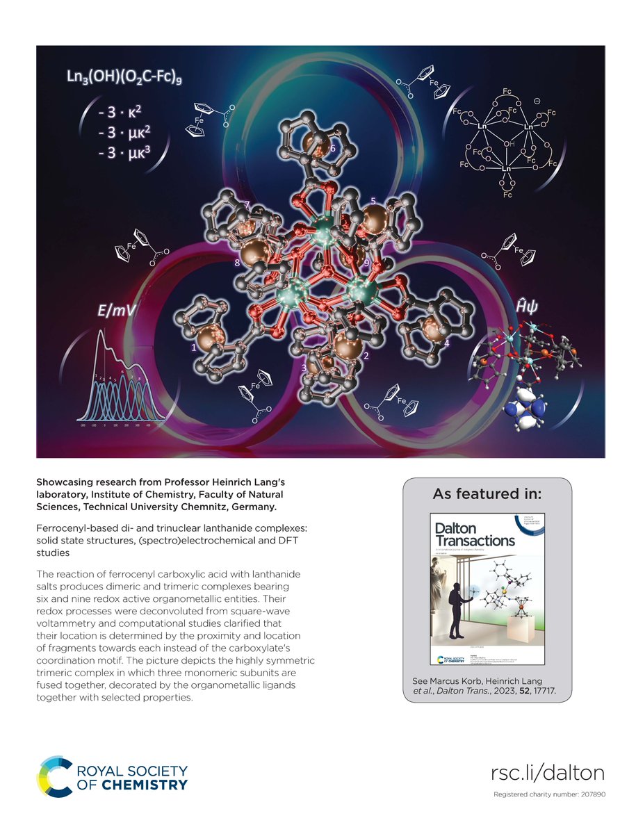 DaltonTransactions (@daltontrans) on Twitter photo 👀Read research from <a href="/KorbMarcus/">MarcusKorb</a>, Heinrich Lan and colleagues on (spectro)electrochemical and DFT studies of ferrocenyl-based di- and trinuclear lanthanide complexes, as seen on our inside back cover📰
pubs.rsc.org/en/content/art…
📍 <a href="/TUChemnitz/">TU Chemnitz</a>, <a href="/UWAresearch/">UWA Research</a>, <a href="/uwanews/">UWA</a> 👀Read research from <a href="/KorbMarcus/">MarcusKorb</a>, Heinrich Lan and colleagues on (spectro)electrochemical and DFT studies of ferrocenyl-based di- and trinuclear lanthanide complexes, as seen on our inside back cover📰
pubs.rsc.org/en/content/art…
📍 <a href="/TUChemnitz/">TU Chemnitz</a>, <a href="/UWAresearch/">UWA Research</a>, <a href="/uwanews/">UWA</a>