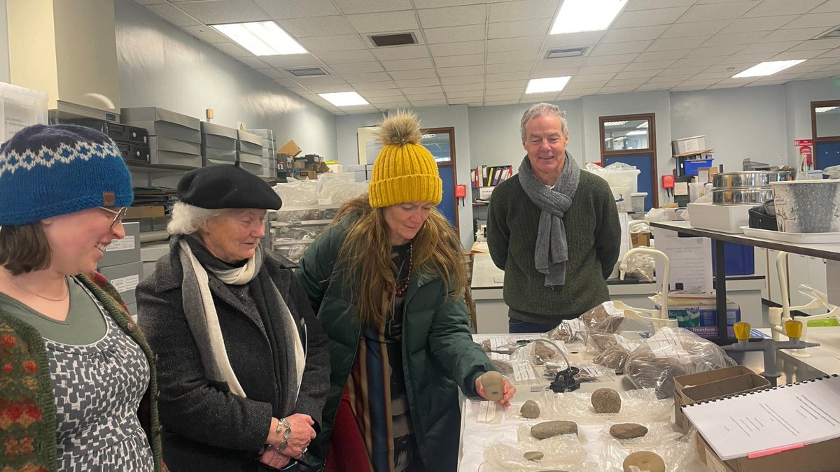 Earlier today, members of the RIA's Standing Committee for Archaeology enjoyed a visit to Professor Gabriel Cooney in @ucdarchaeology to learn about his Archaeology Legacy Scheme project 'Eagle's Nest, Lambay, post-excavation and publication' funded by #RIAgrants.