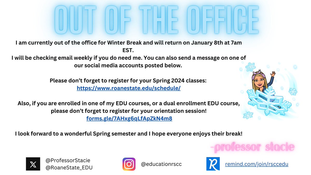 ProfessorStacie's tweet photo. Enjoy your Winter Break and I will see everyone again in January! #futureteachersofrscc #introteach101 #excepchild111 #edpsych211 https://t.co/QpGz9mzaTT