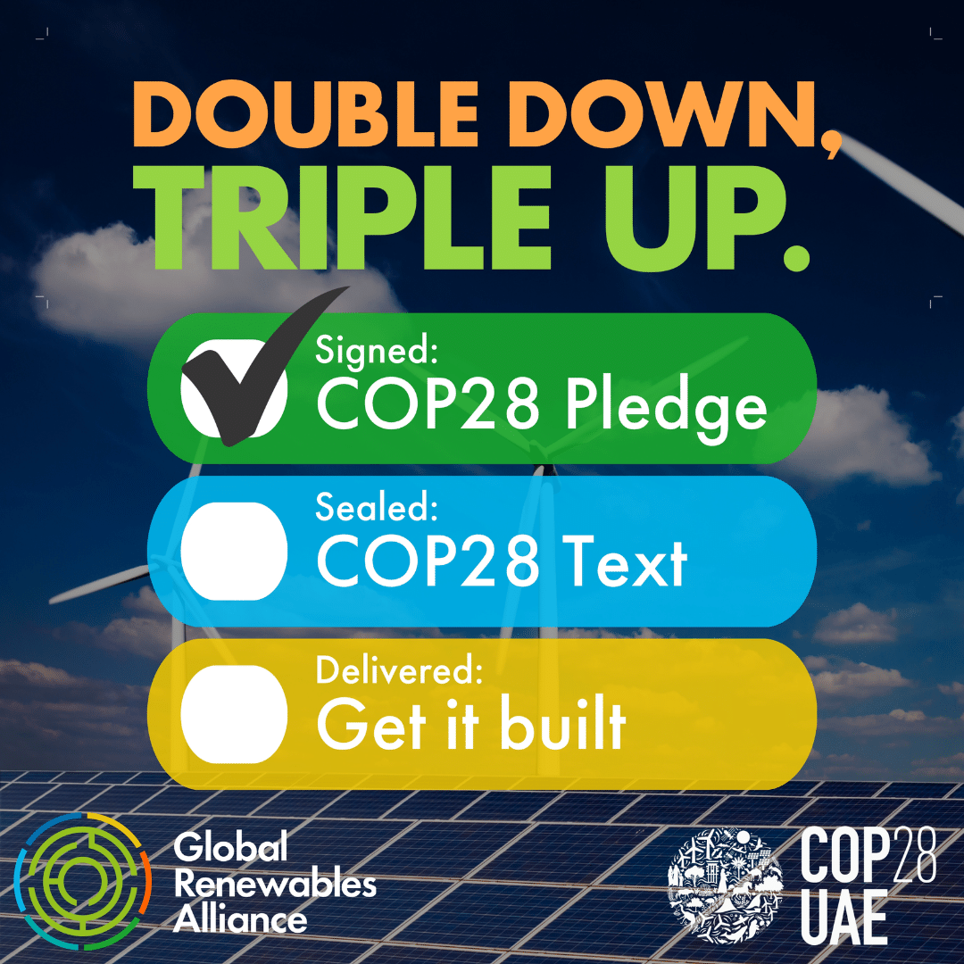 #3xRenewables pledge signed by 123 countries at COP28!🚀 🌍 123 countries have so far signed the pledge to triple global renewable energy capacity by 2030, marking a historic milestone in the drive to limit global temperature rise to 1.5°C.