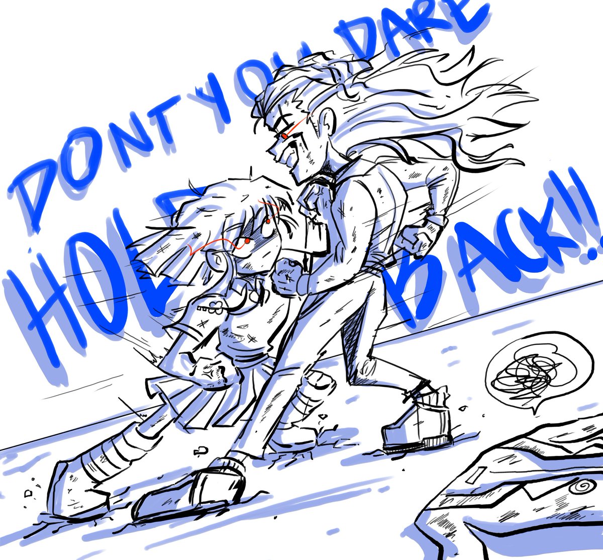 Sayingod64's tweet photo. Sarah and 101's epic fight! 

Proving themselves to each other! 
Art made by: @Kowalski_Chu https://t.co/5XbIZtIJ74