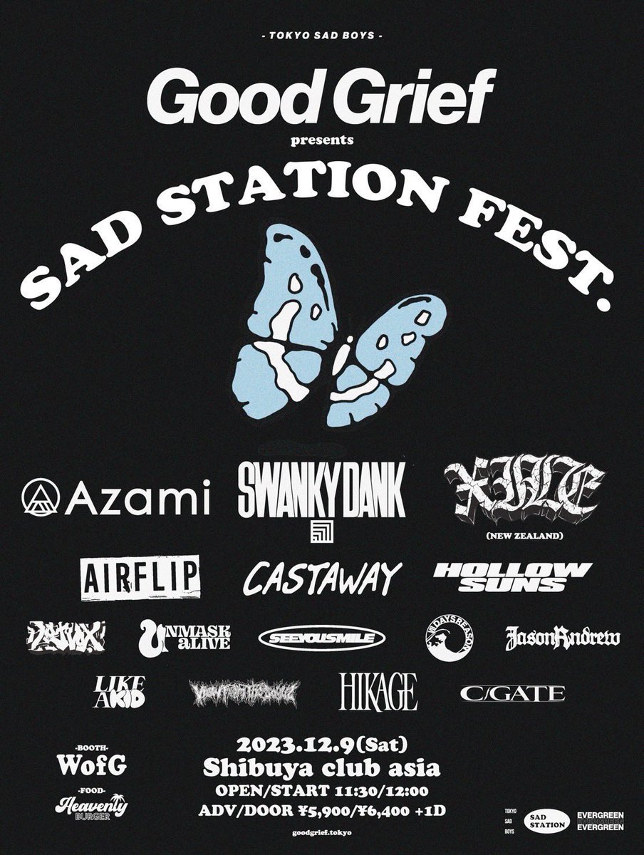 いよいよ今週からジャパン・ツアーが始まります！

たった今Good Griefのメンバーと会って友達になったよ。
12/9(土) SAD STATION FEST. でみんなに会えるのを楽しみにしてます！

ホンモノのニュージーランドスタイル見せ付けてやるから全員来い‼️🫵
(ルーク ※訳 - Yasu)