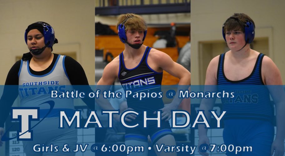 pls_wrestling's tweet photo. Gear up Titan Nation! We’re taking the papio trail across town to toe the line with the monarchs. Get decked out in Titan Gear and let’s turn that gym Black and Blue.
#actionsspeaklouder @PsouthBlackHole @PLS_activities https://t.co/fMR26eWzU7