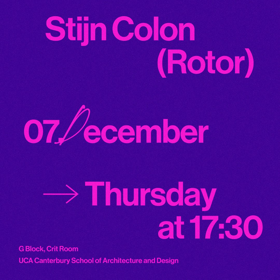This Thursday 7th! at 17.30! #stijncolon of #rotor is joining us @UniCreativeArts @cantarch for the last #multistory talk in this term's #energy series. Join us in person or online - message myself or co-curator @charlesjholland for a link. And watch this space for next term!