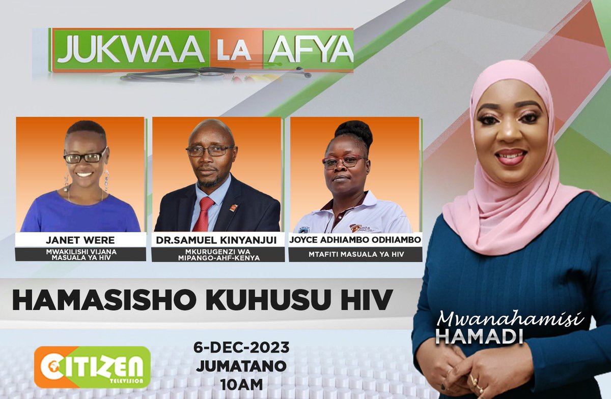 Tune in this Wednesday, 6th December 2023, at 10:00 am on Citizen TV, as our PHDA champion Joyce Odhiambo Adhiambo takes the spotlight to discuss important issues on HIV both at preventive and curative levels. She will also share her story and journey of being community champion