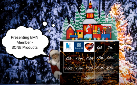 SONEProducts's tweet photo. It's the Christmas countdown! SONE is featured on day 3 of the Engineering &amp; Manufacturing Network's advent calendar. Take a look at our video here! https://t.co/4AaceKupOG #christmas #calendar #EMN #countdown #enginnering #manufacturing #SONEsupports @EMNetworkNE https://t.co/CNv3jlGAS7