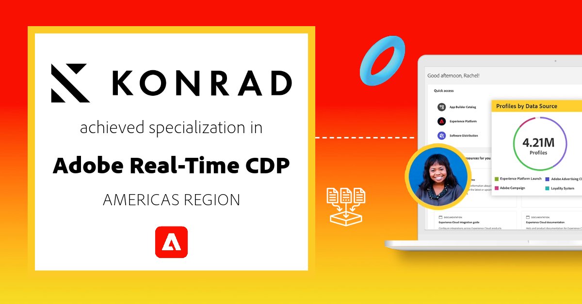 AdobePartner's tweet image. @KonradGroup is at the forefront of customer data management—from acquisition 🚶 through loyalty 🏃. Congrats on achieving specialization in Adobe Real-Time CDP for the Americas region! #AdobePartner 

#RealTimeCDP #AdobeExperiencePlatform