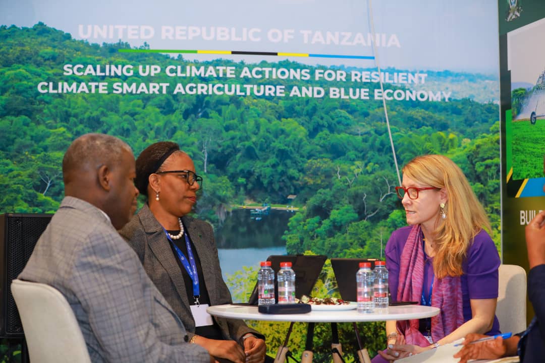 TNC CEO, Jennifer Morris, in a bilateral meeting at COP 28 on nature bonds, Marine Spatial Planning and blue economy with the Permanent Secretary (PS) of the Tanzania Vice President's Office (VPO), Ms Mary Maganga and the PS for Zanzibar VPO, Dr Omar Shajak.