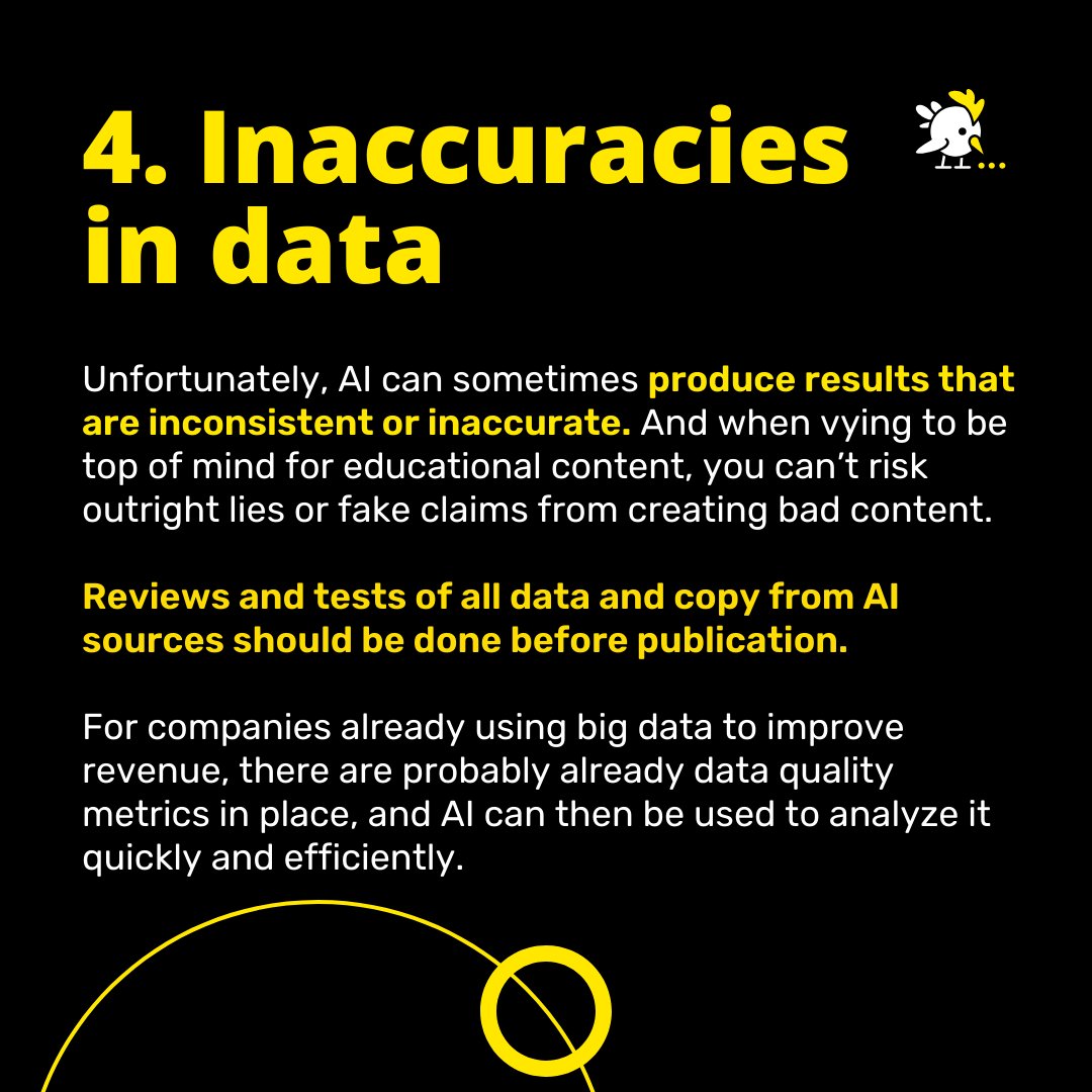 Many marketers have concerns regarding the use of AI in marketing.

While the benefits seem limitless, it’s crucial to understand the drawbacks and how to overcome them.

Here's the top 4 drawbacks of using AI (and how to  overcome them).
