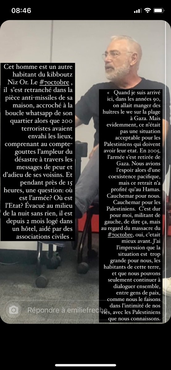 Hier, j’étais au kibboutz de Nir Oz fondé en 56 par de VRAIS gens de gauche, militants inconditionnels pour la paix que les barbares islamistes ont voulu mettre à terre. Lisez ce qu’ils nous ont raconté.
#7octobre
