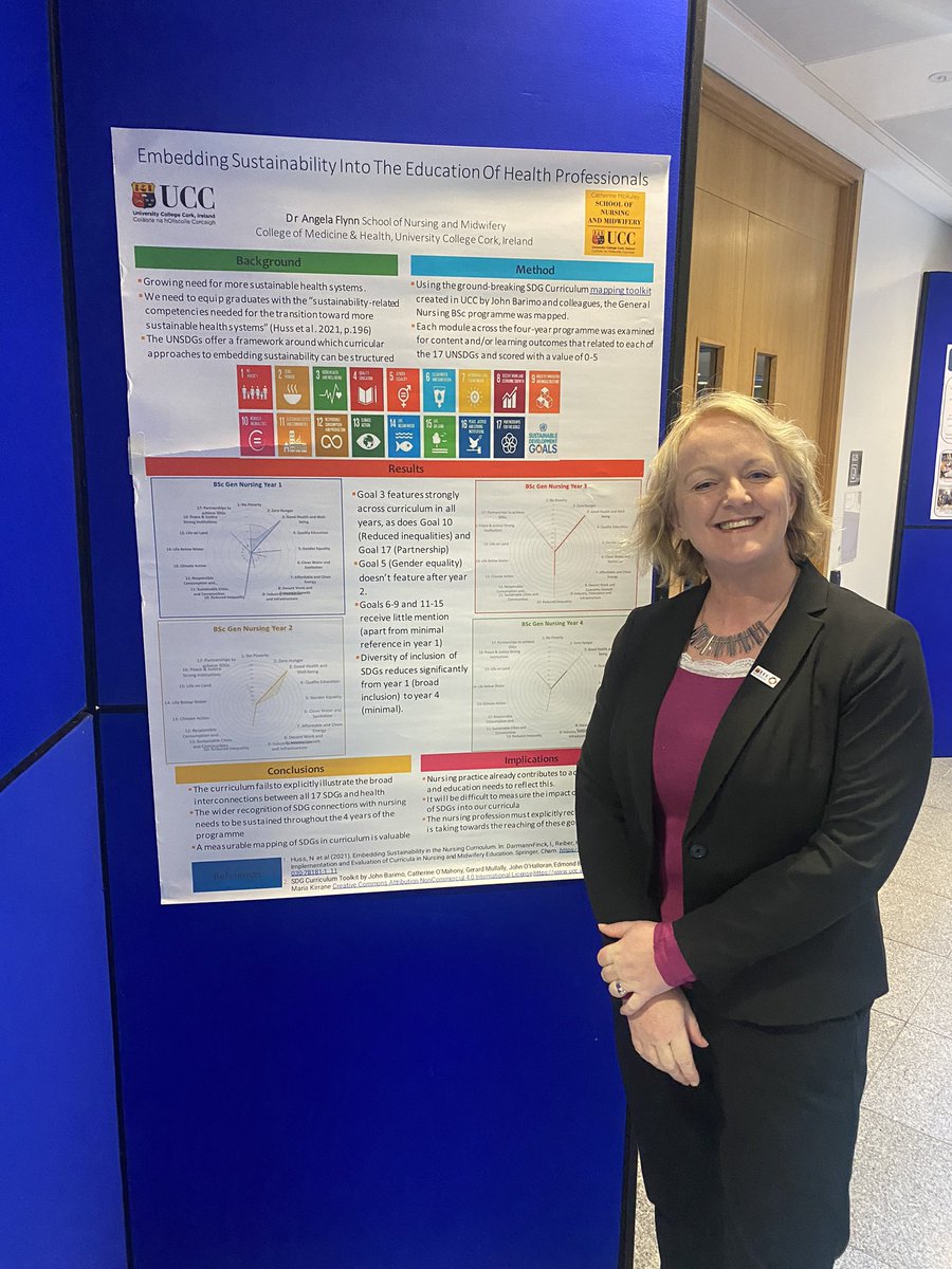 Happy to present the poster from my research into embedding the #UNSDGs into #NurseEducation at the @UCC_CIRTL Learning & Teaching showcase 2023 @UCC @GreenCampusUCC #SustainableHealthcare @uccnursmid