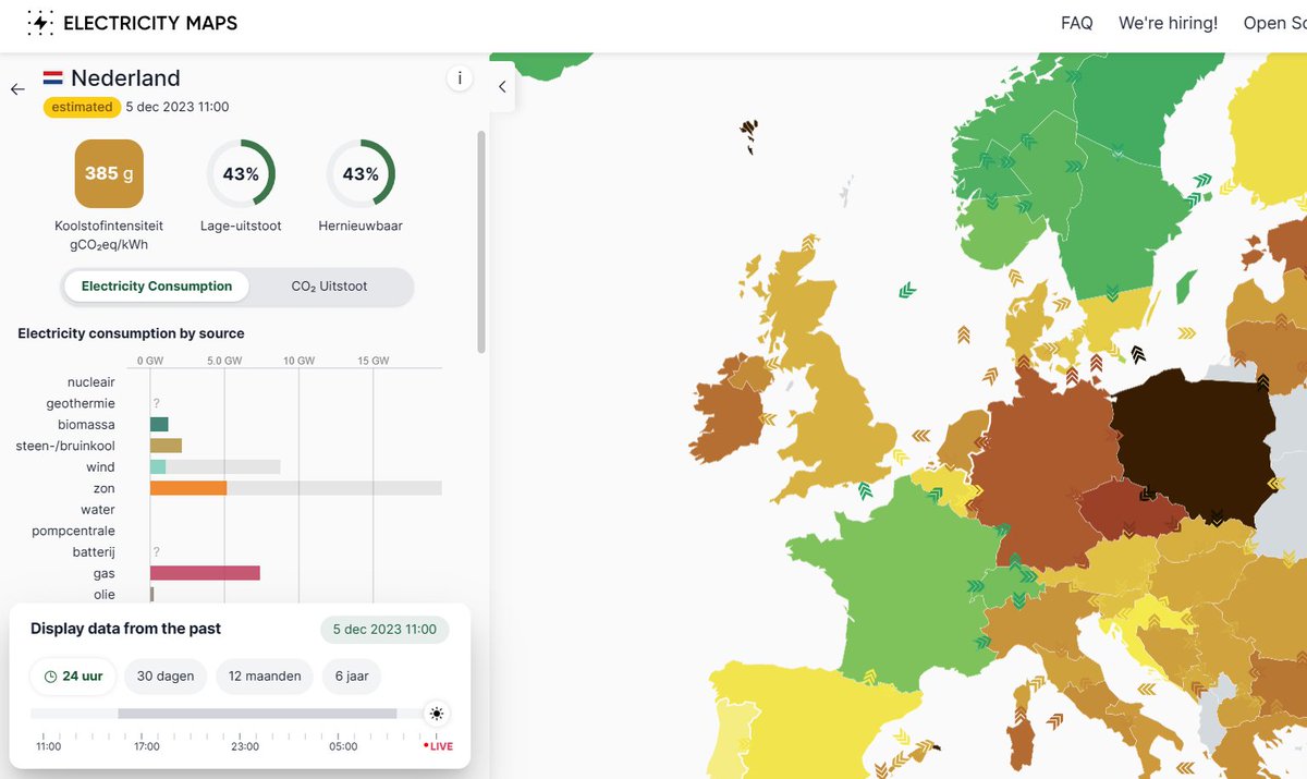 BM_Visser's tweet photo. Helemaal jofel zijn de bijdragen van zon& wind bij electricitymap nog niet. Althans, volgens Energieopwek is er circa 3,5 GW wind en circa 2 GW zon in NL.
Wel blij dat men tegenwoordig enigszins reele cijfers voor zon en wind in NL hanteert. #hetkanbeter https://t.co/sSZm8IemcD